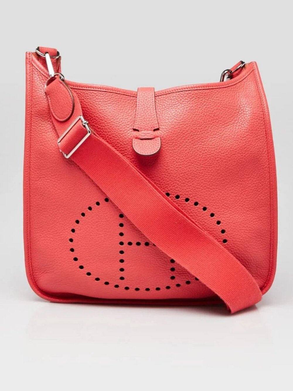 Hermes Rose Jaipur Clemence Leather Evelyne GM III Bag